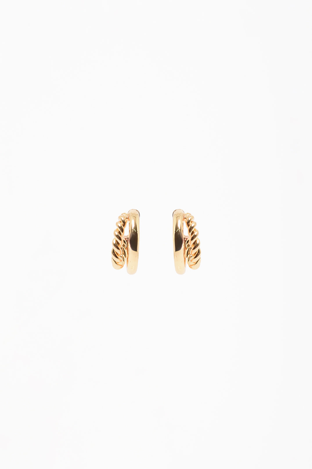 GOLD TWIST DOUBLE HOOP EARRINGS