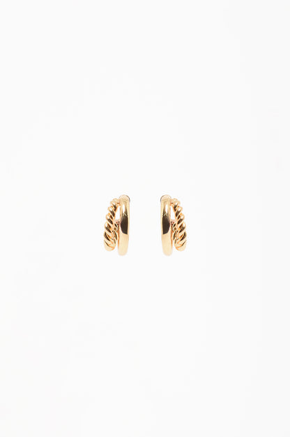 GOLD TWIST DOUBLE HOOP EARRINGS