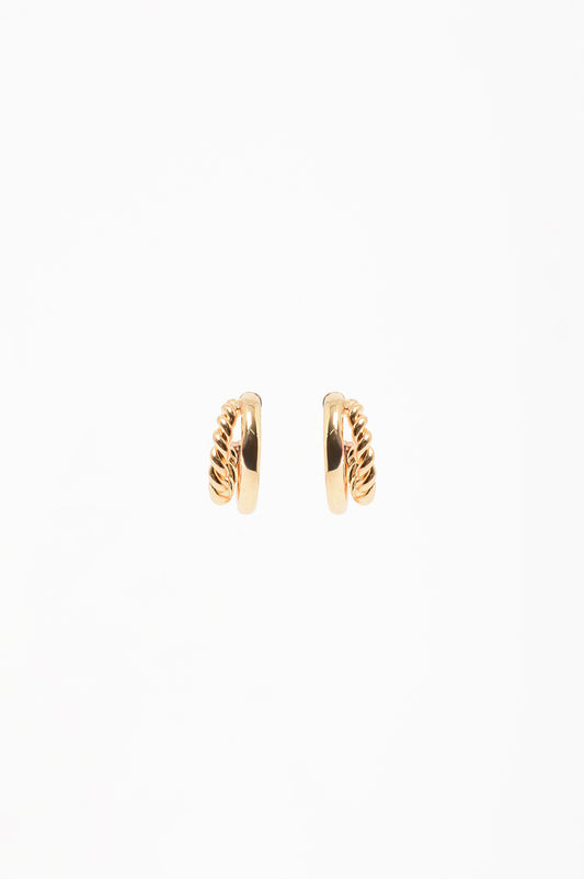 GOLD TWIST DOUBLE HOOP EARRINGS