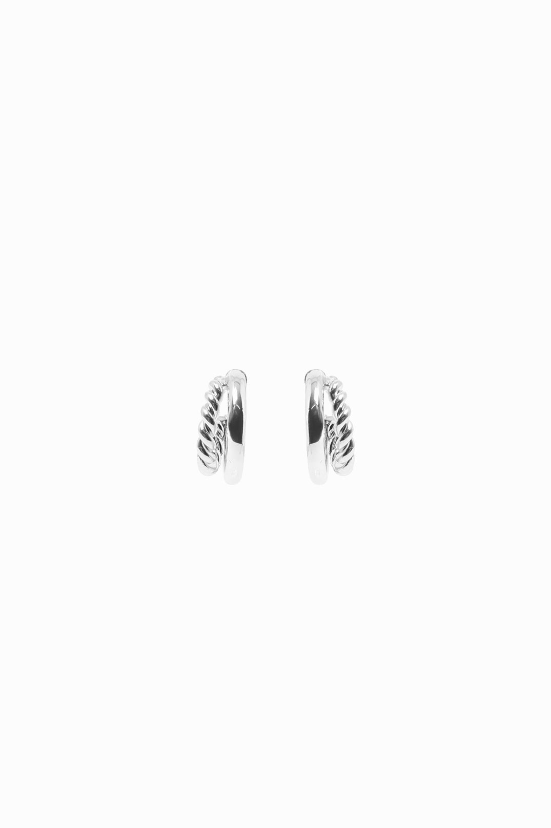 SILVER TWIST DOUBLE HOOP EARRINGS