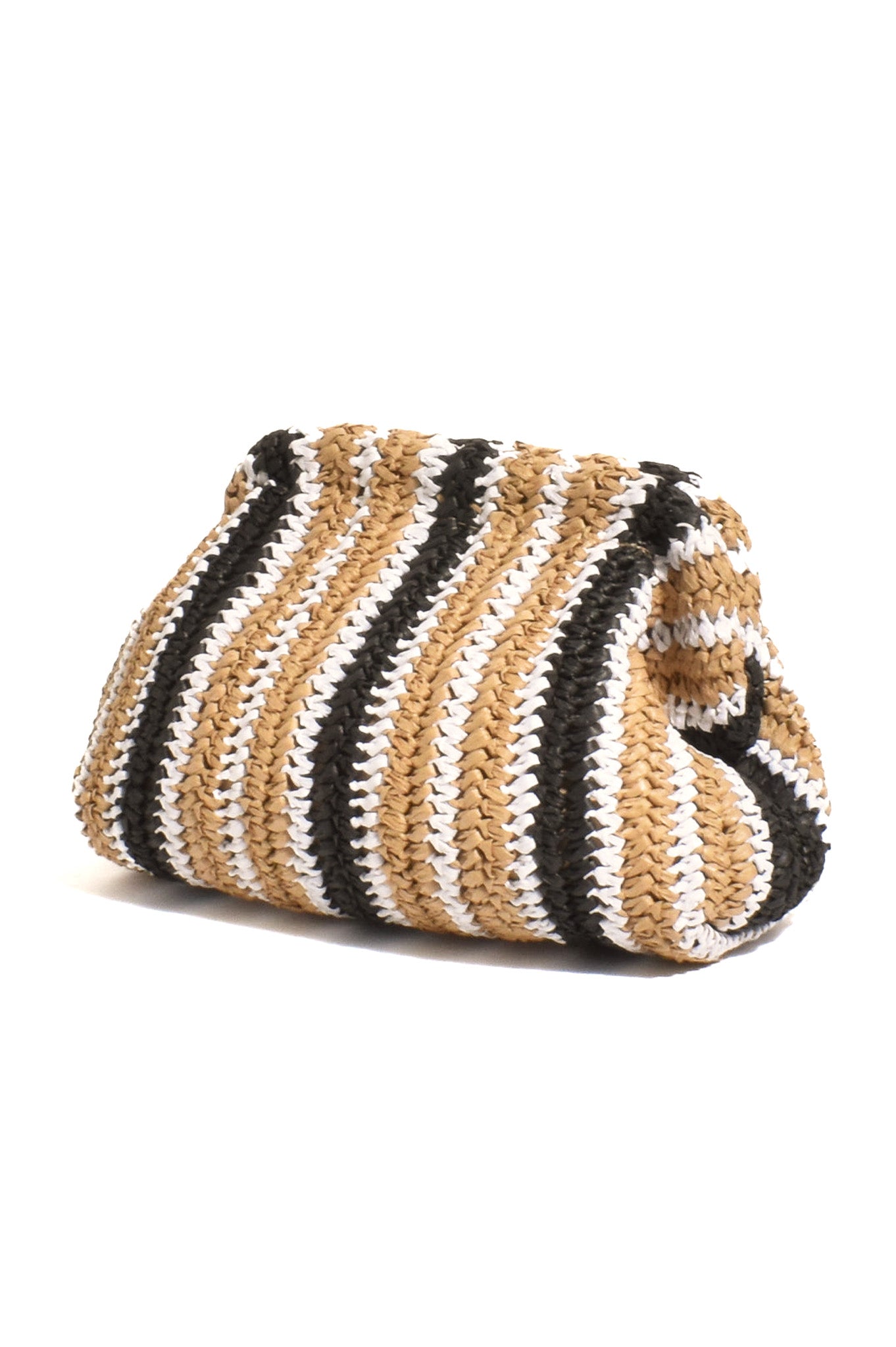 ELSIE MULTI WEAVE NATURAL STRIPE CLUTCH