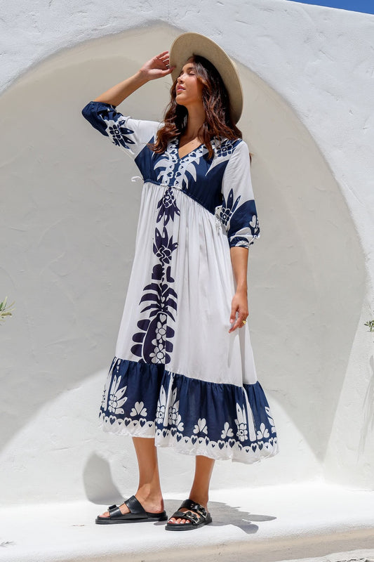 BAHAMAS MIDI DRESS - NAVY