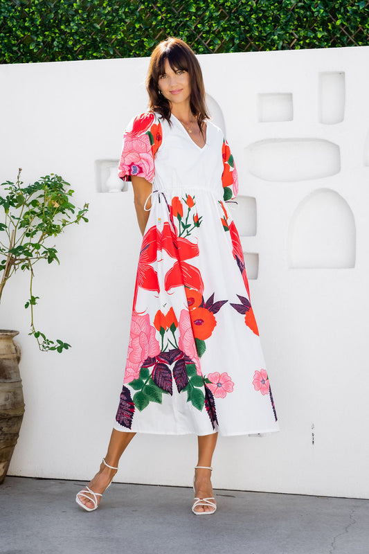 BLOSSOM VEIL COTTON MAXI DRESS
