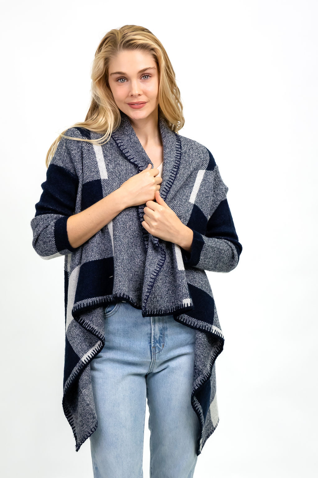 CASEY CHECK KNIT CARDIGAN