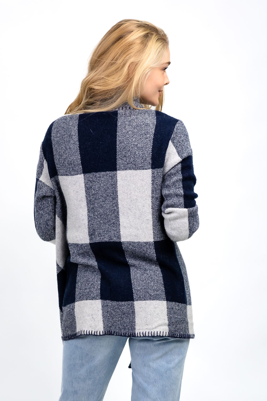 CASEY CHECK KNIT CARDIGAN