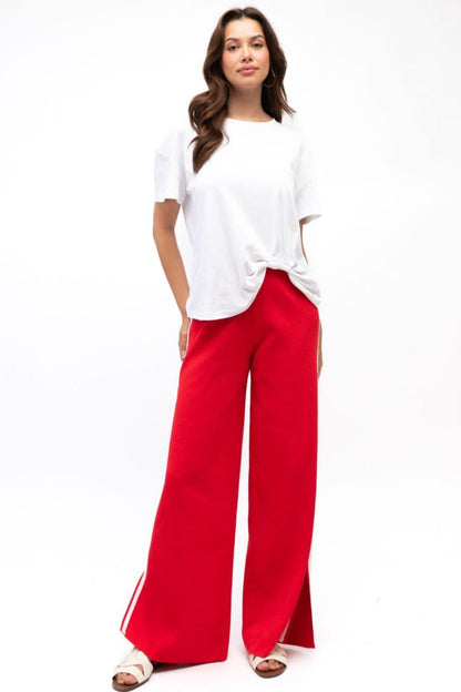 JASPER WIDE LEG TRACK PANT - RED