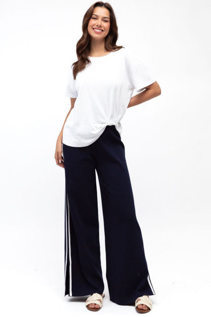 JASPER WIDE LEG TRACK PANT - NAVY