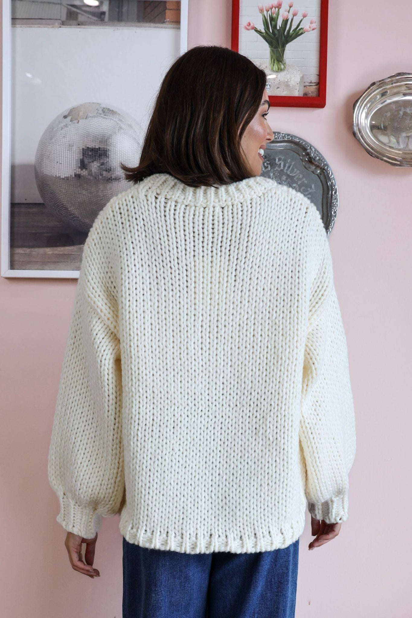PERFECT BOW KNIT JUMPER  IN CREAM