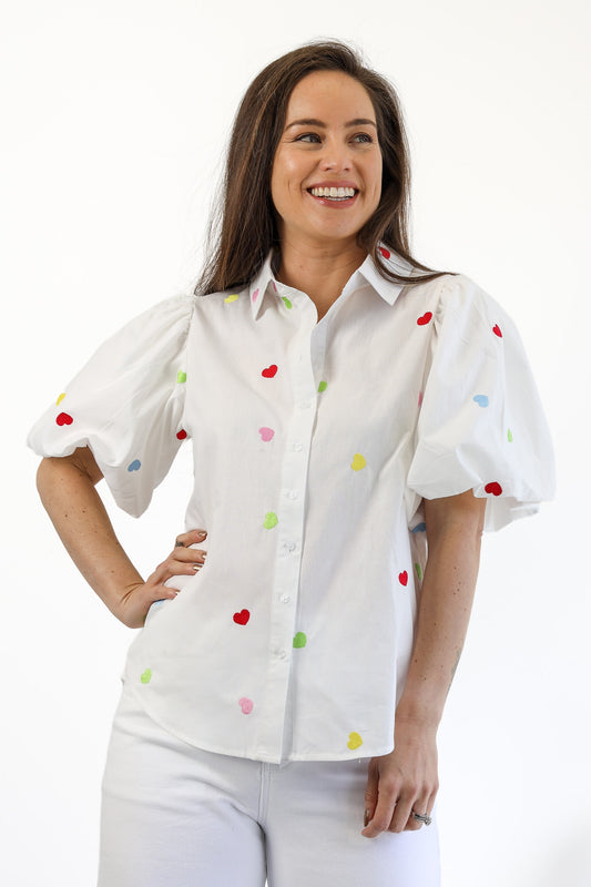 HEARTS LOVE SHIRT - WHITE