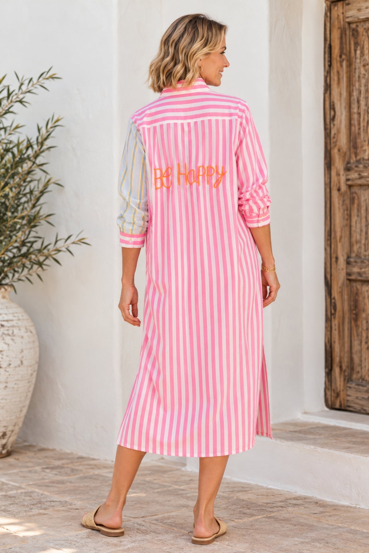 Be Happy Shirt Dress
