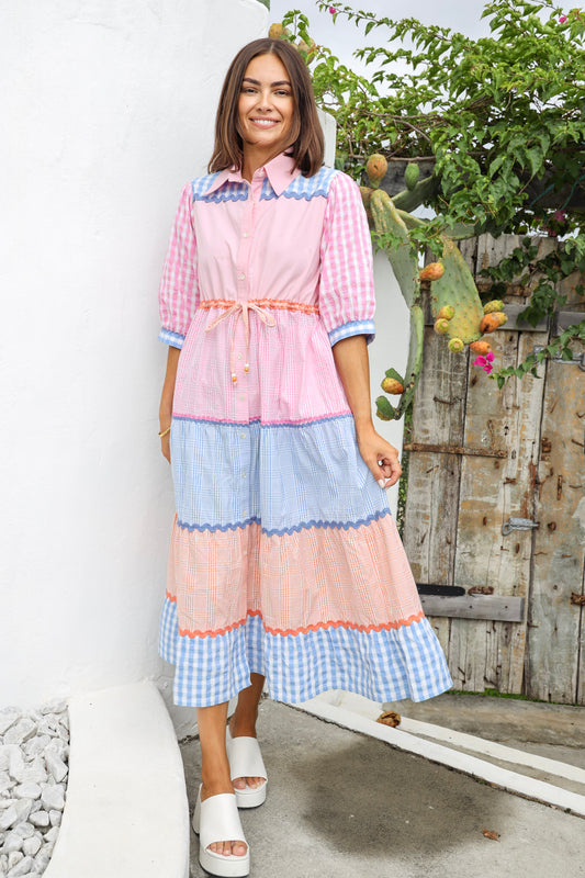 ENDLESS LOVE MIDI DRESS IN GINGHAM CHECKS