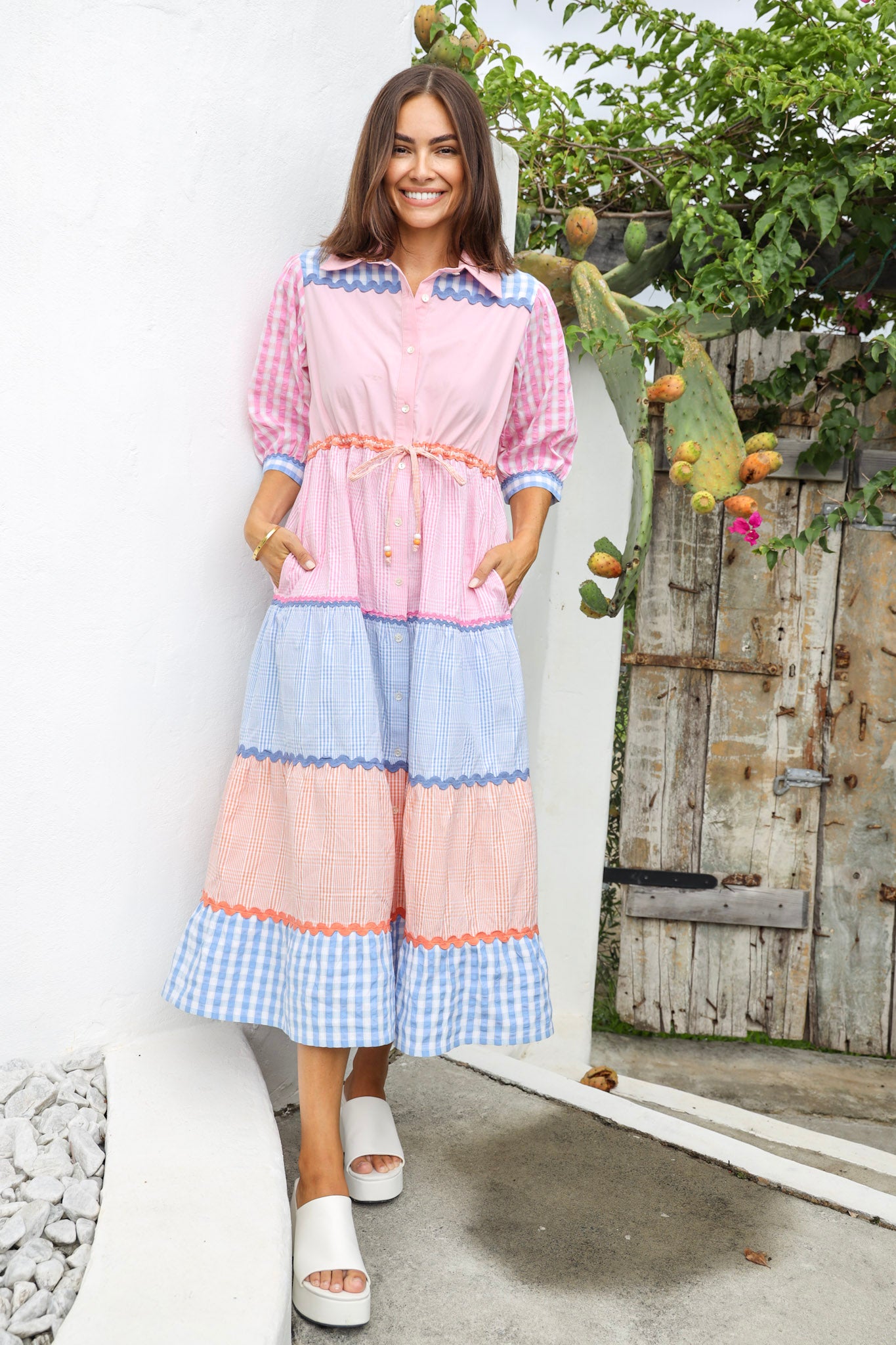 ENDLESS LOVE MIDI DRESS IN GINGHAM CHECKS