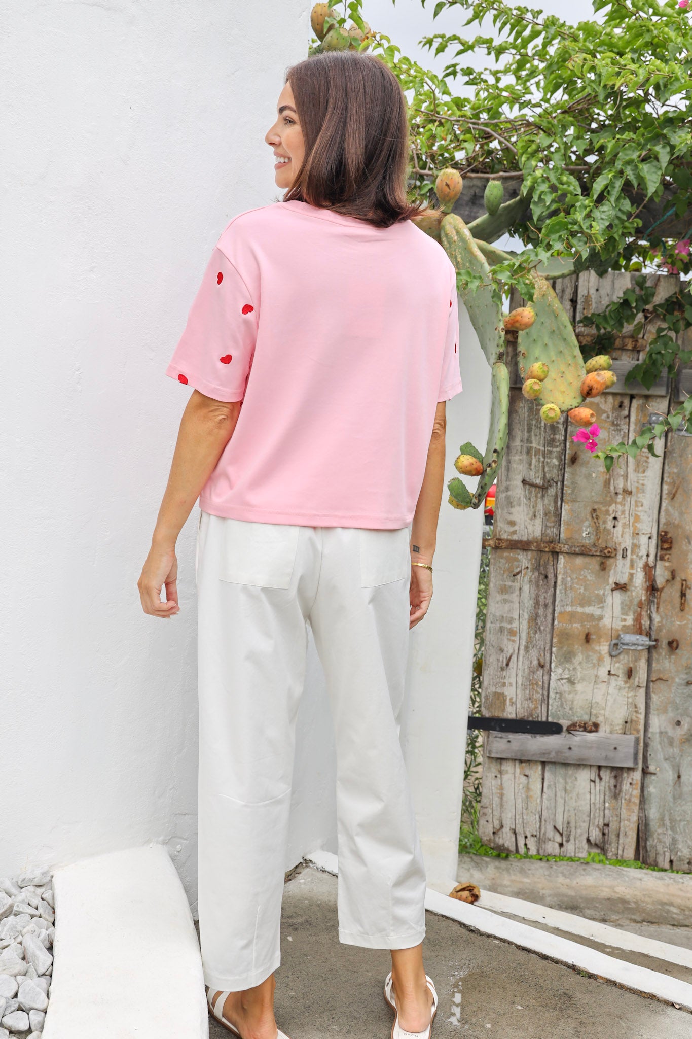 HOLIDAY WHITE COTTON BARREL PANT