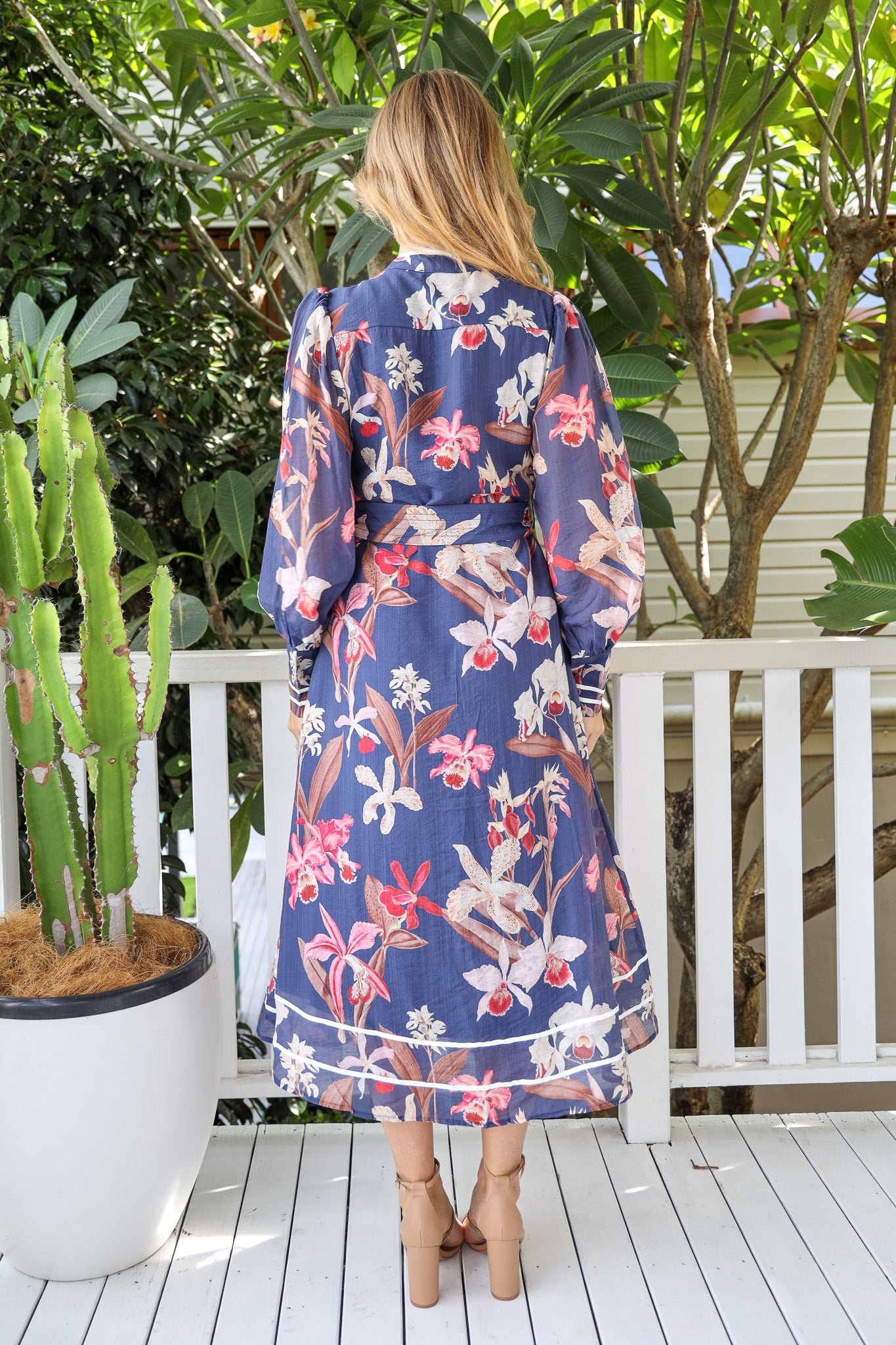MARIELLE MIDI SHIRT DRESS IN NAVY FLORAL