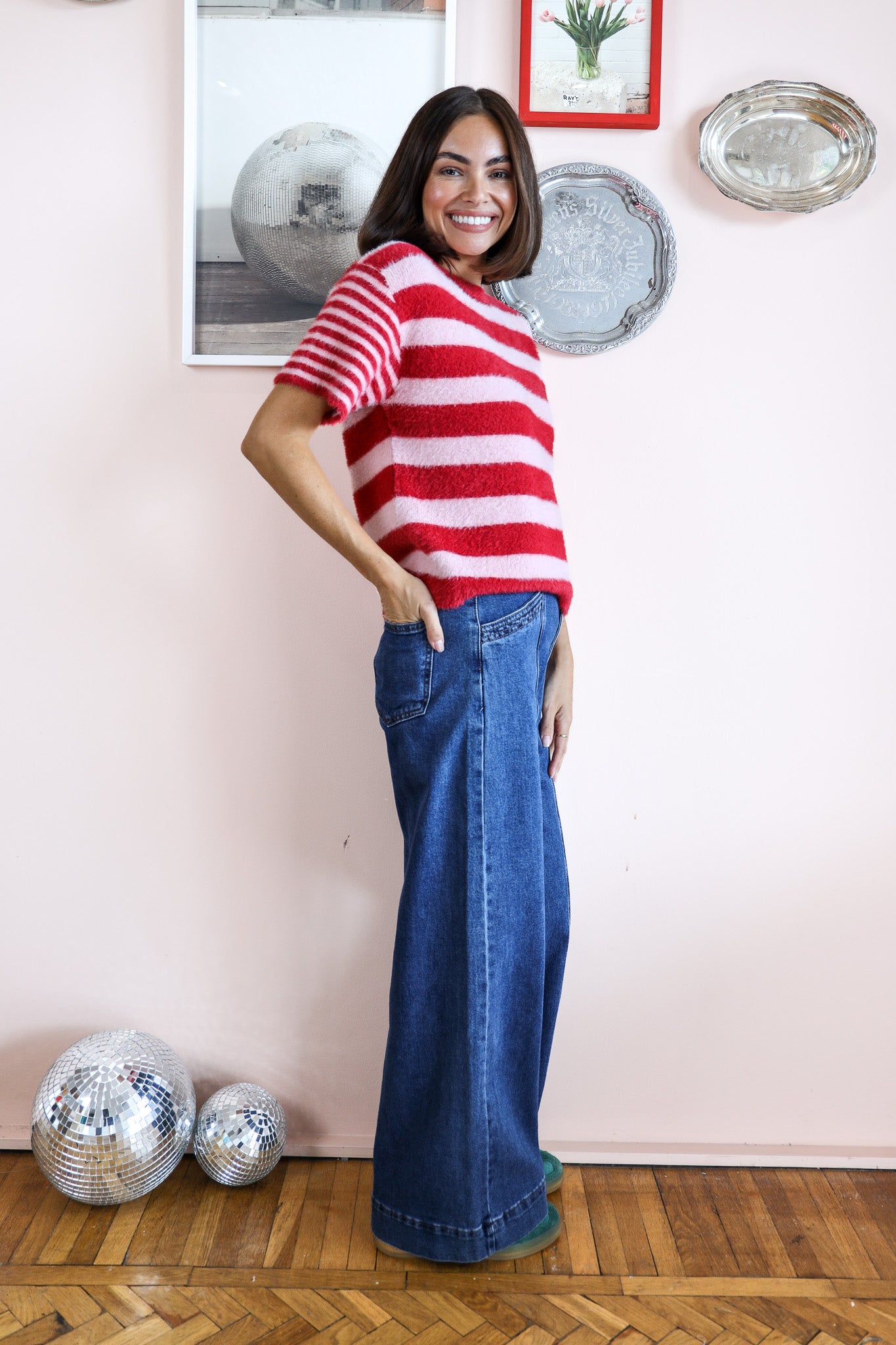 SO SOFT STRIPE KNIT IN PINK AND WINE STIPE