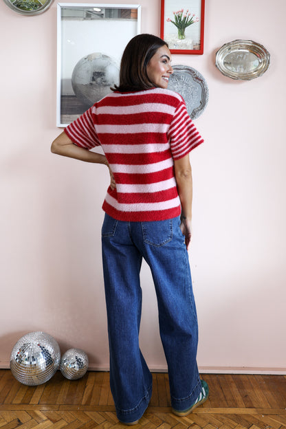 SO SOFT STRIPE KNIT IN PINK AND WINE STIPE