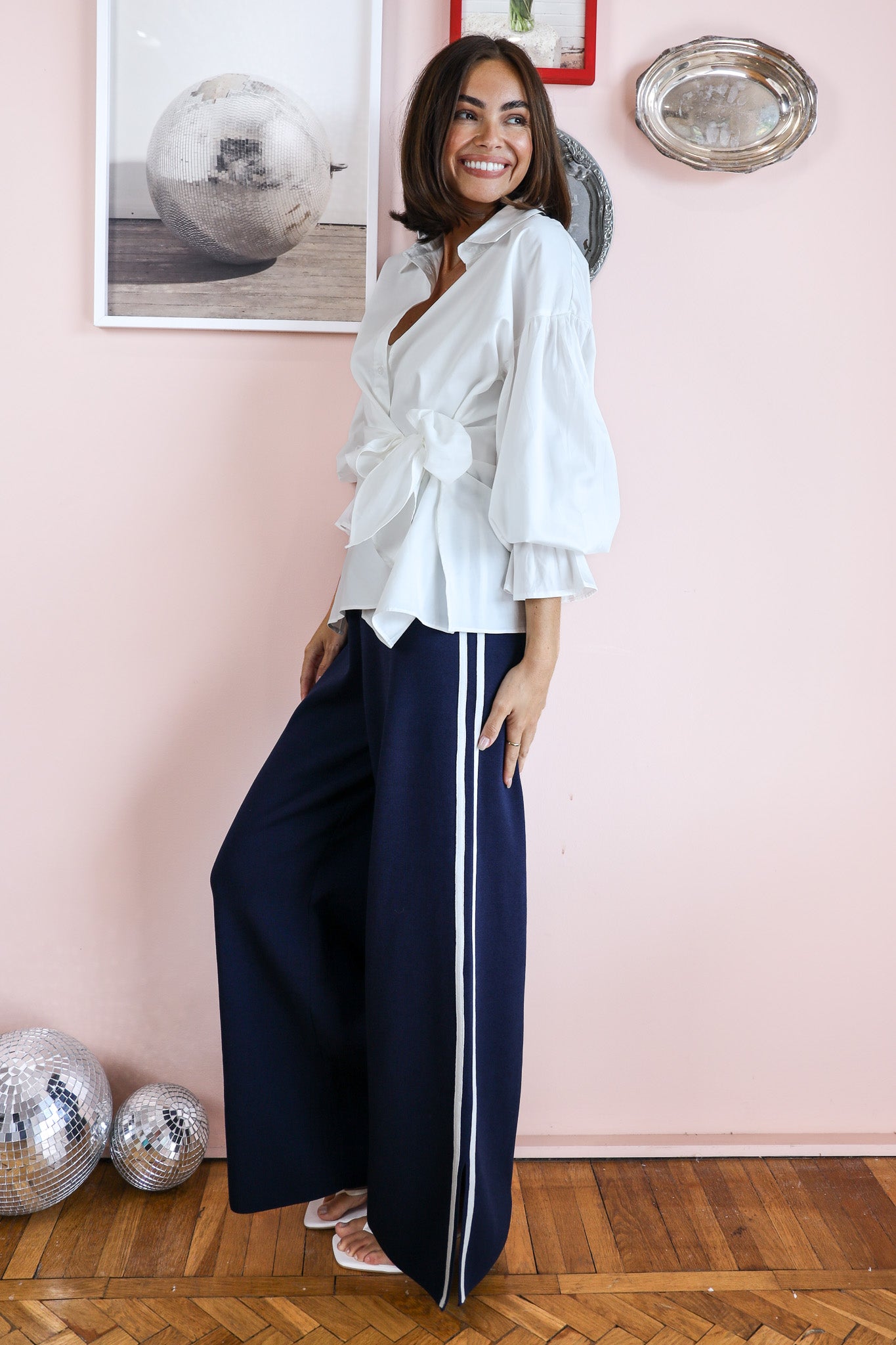 JASPER WIDE LEG TRACK PANT - NAVY