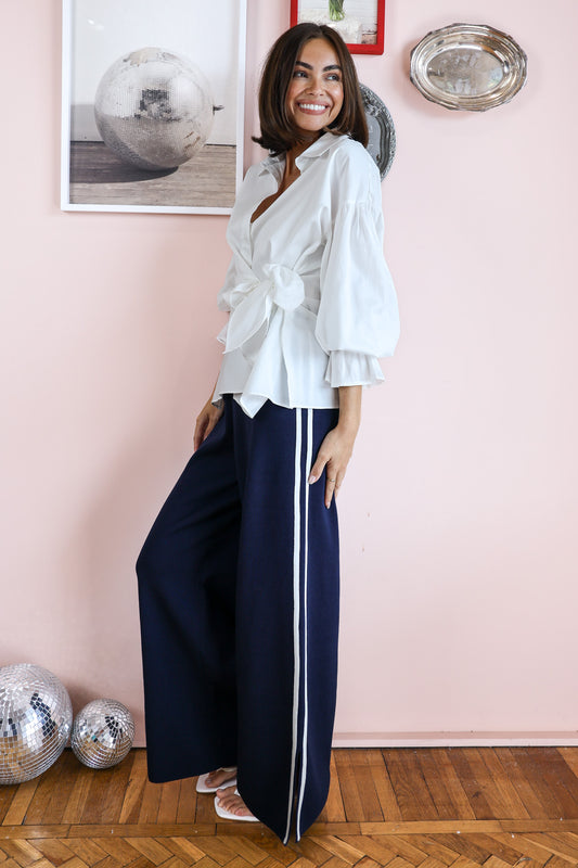 JASPER WIDE LEG TRACK PANT - NAVY