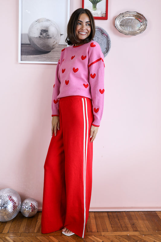 JASPER WIDE LEG TRACK PANT - RED