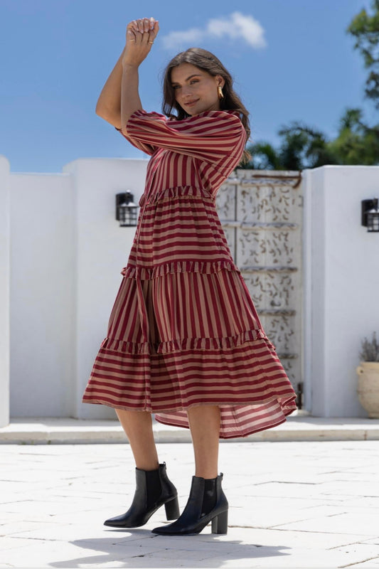 SUNDAE STRIPES MIDI DRESS