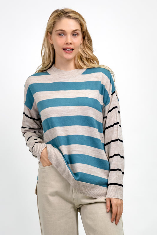 NATALIA CREW NECK KNIT - BLUE