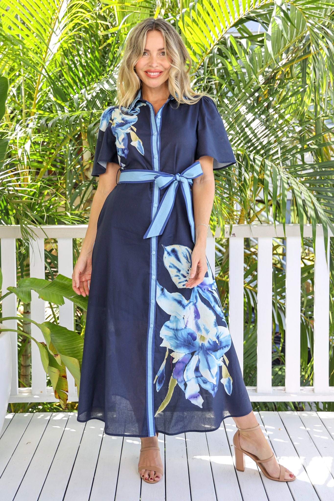LILY NAVY FLORAL SHIRT DRESS