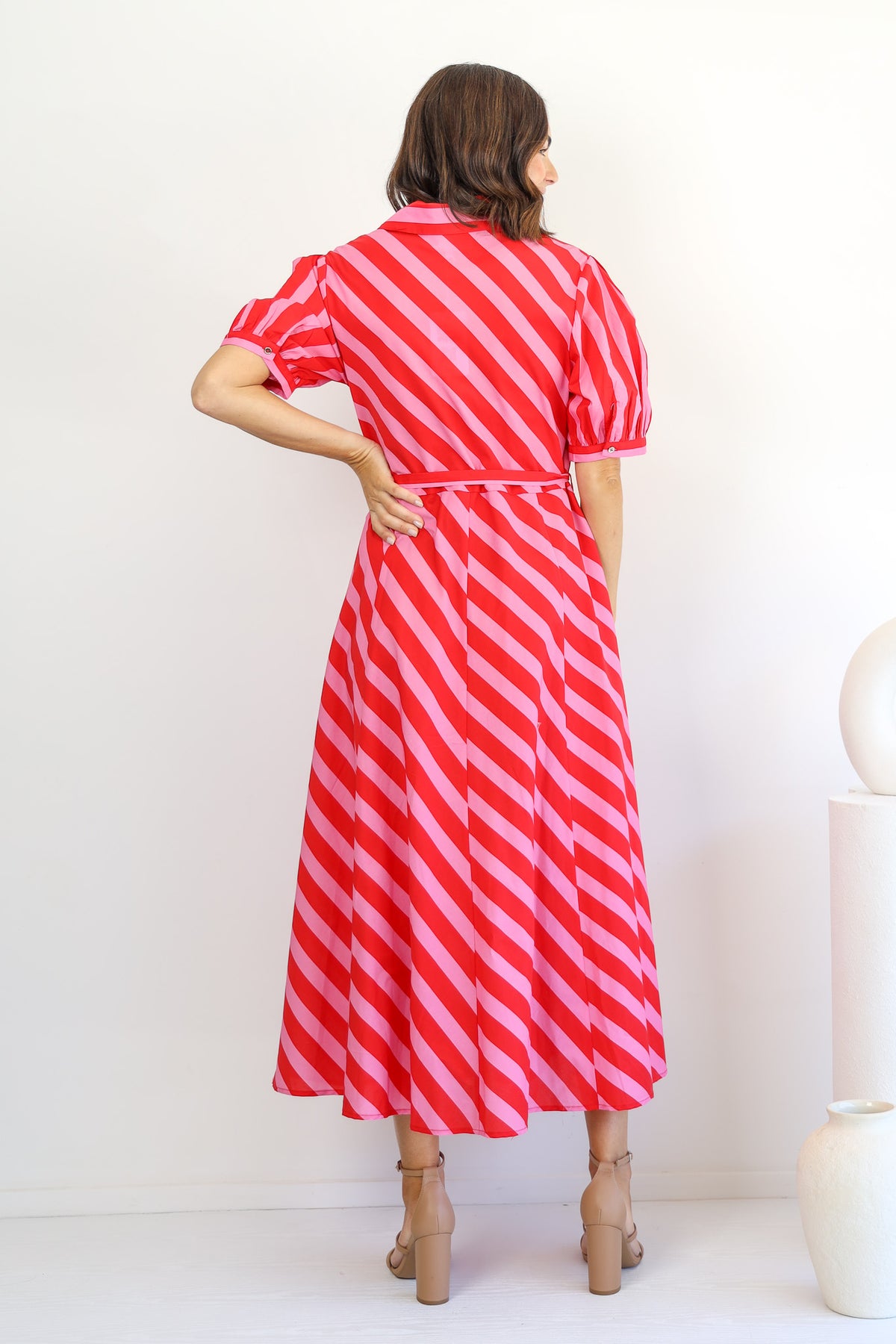 Lovely Dress in Pink and Red Stripe