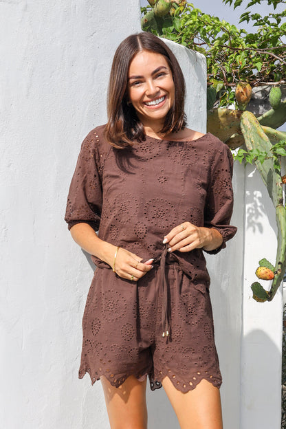 PORTIA SHORT SET IN CHOCOLATE