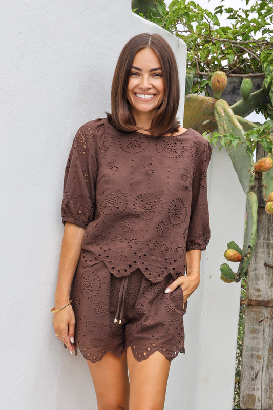 PORTIA SHORT SET IN CHOCOLATE