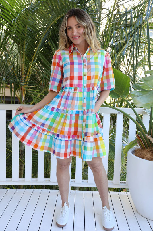 LOVERS DRESS - BRIGHT CHECKS