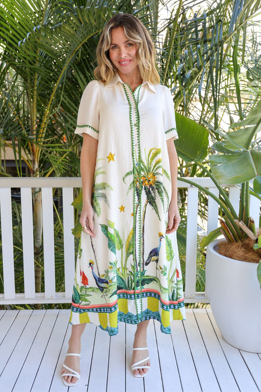 TROPICS MIDI SHIRT DRESS