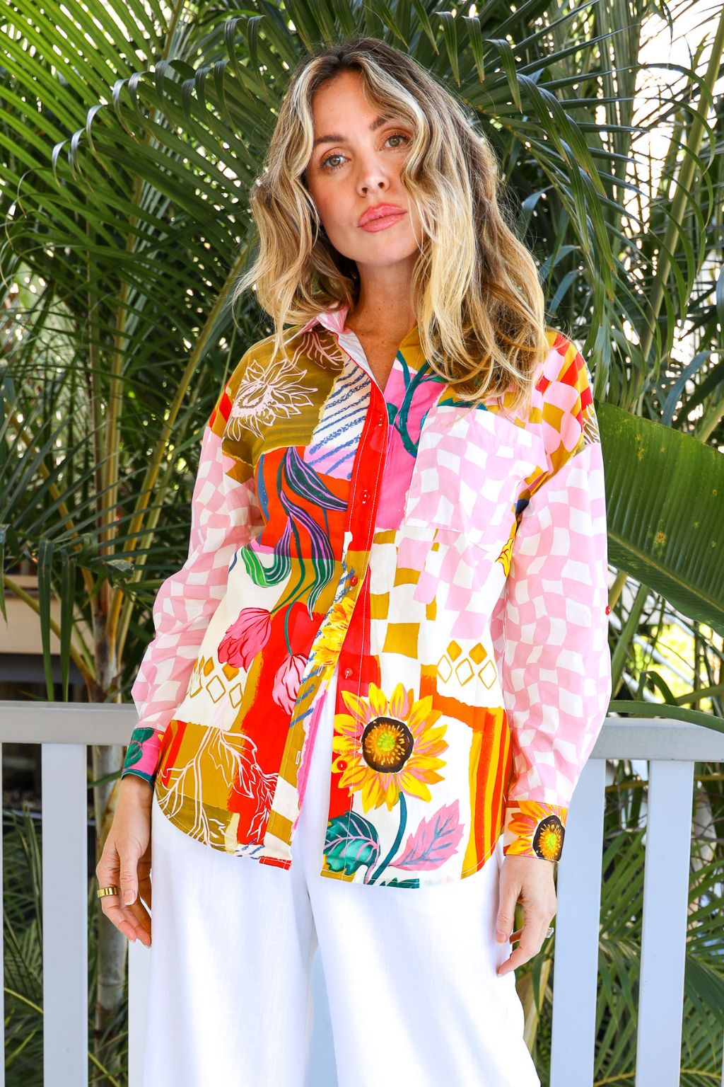 CHARMING SHIRT IN TROPICAL CHECK PRINT