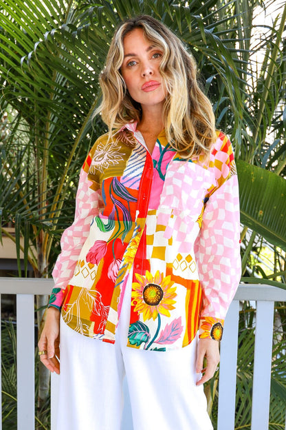 CHARMING SHIRT IN TROPICAL CHECK PRINT