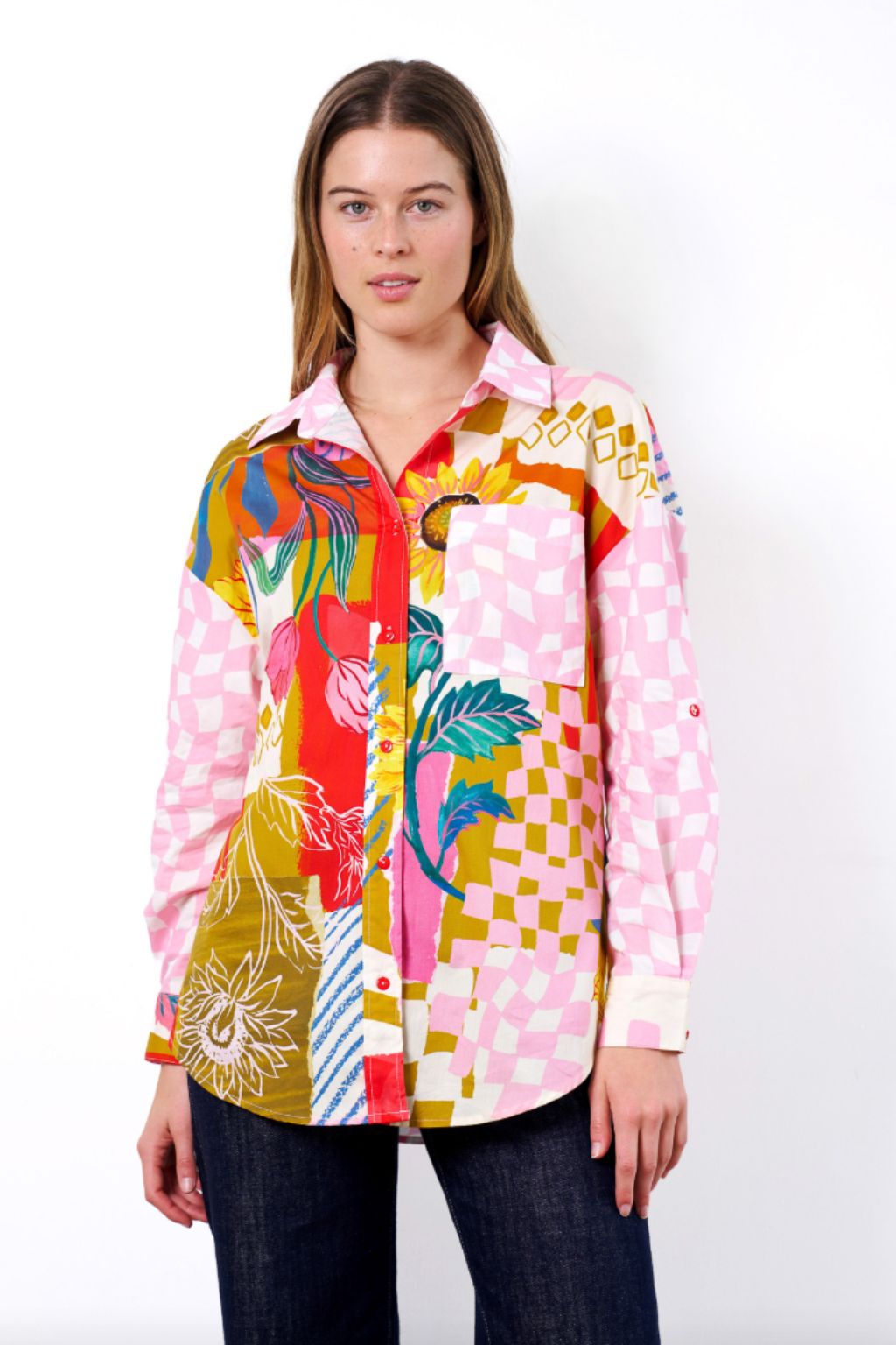 CHARMING SHIRT IN TROPICAL CHECK PRINT