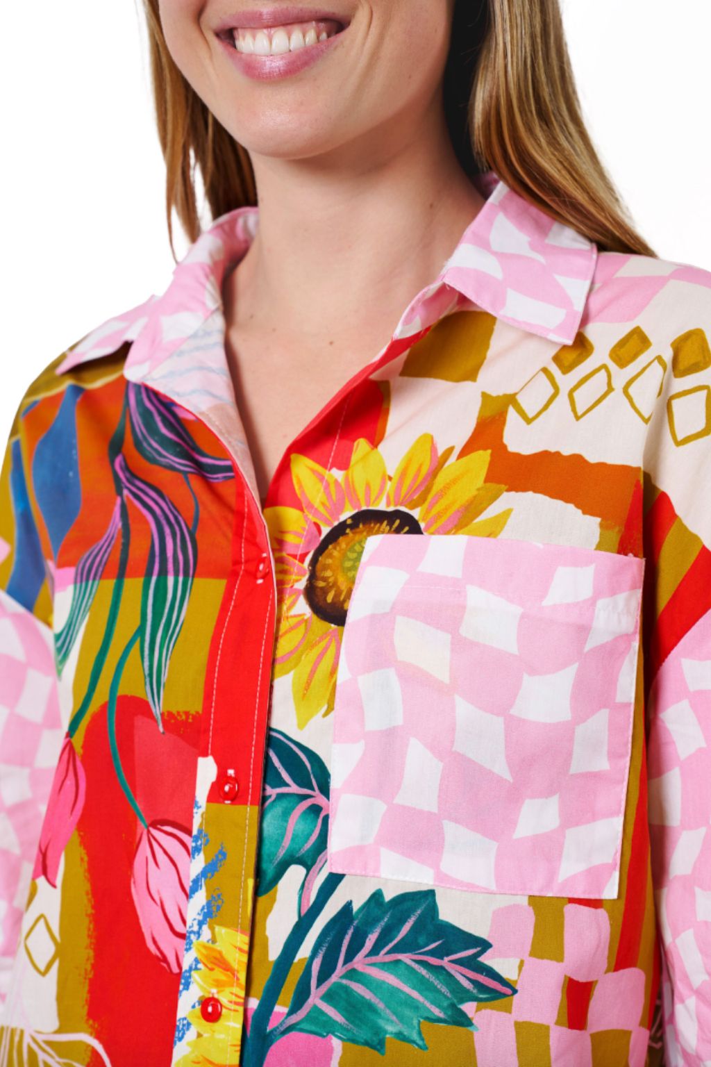 CHARMING SHIRT IN TROPICAL CHECK PRINT