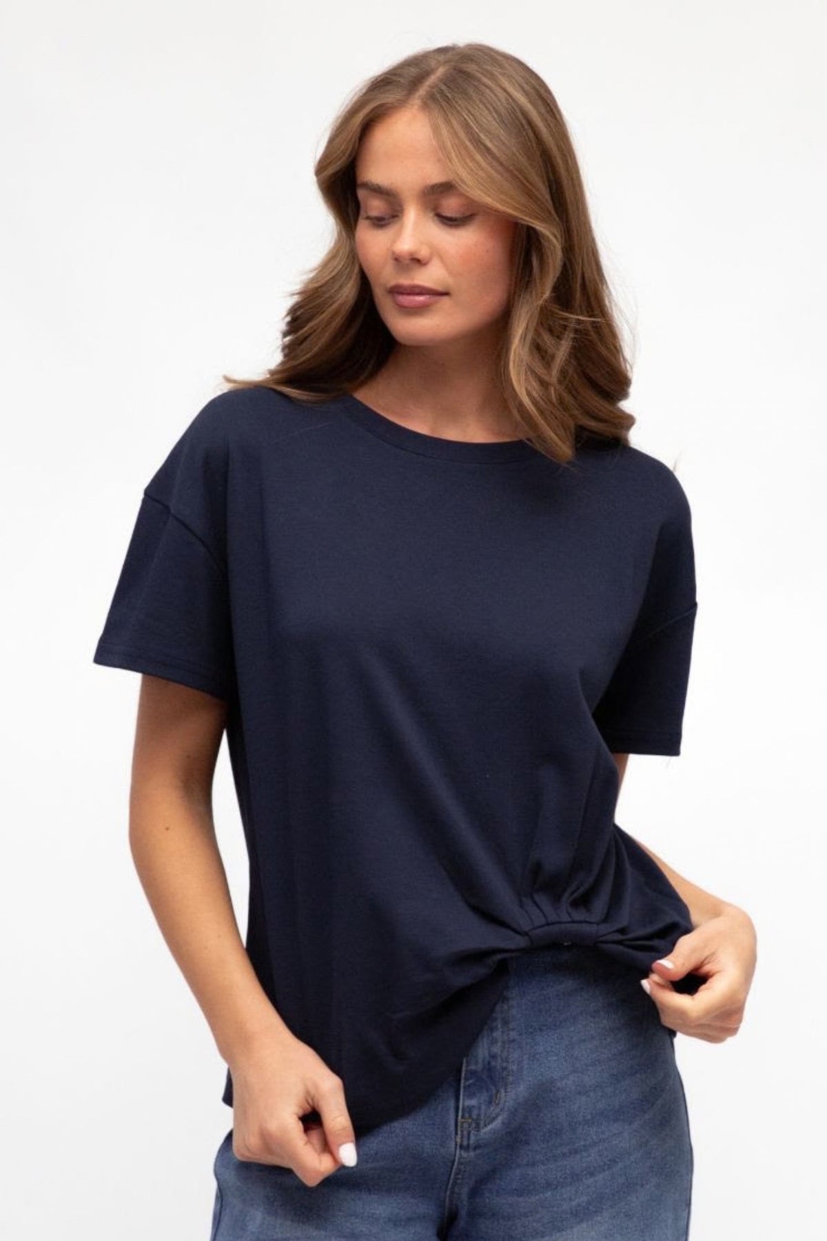 Tuck Me In Cotton Tee In Navy