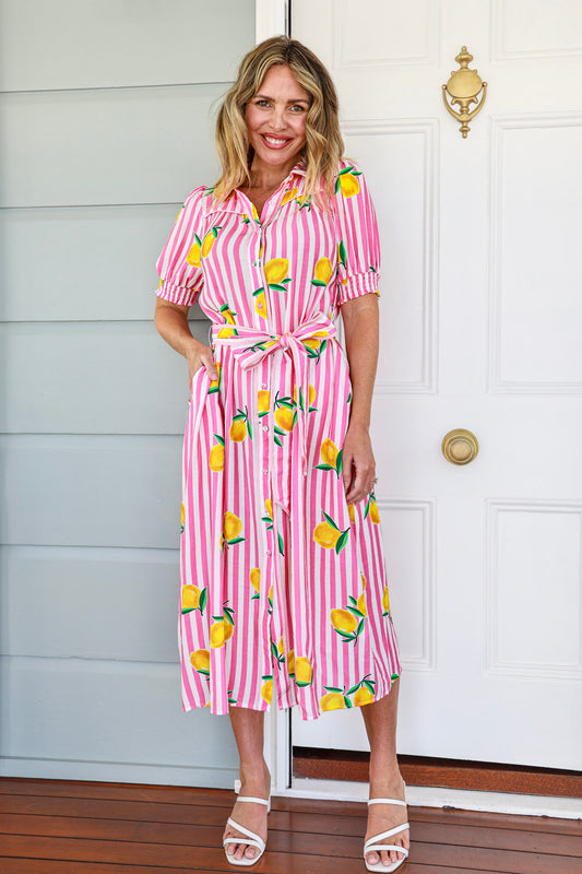 SWEETIE DRESS IN PINK STRIPE