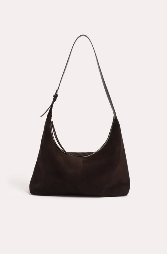 KIMMI FAUX SUEDE SLOUCHY TOTE - CHOCOLATE