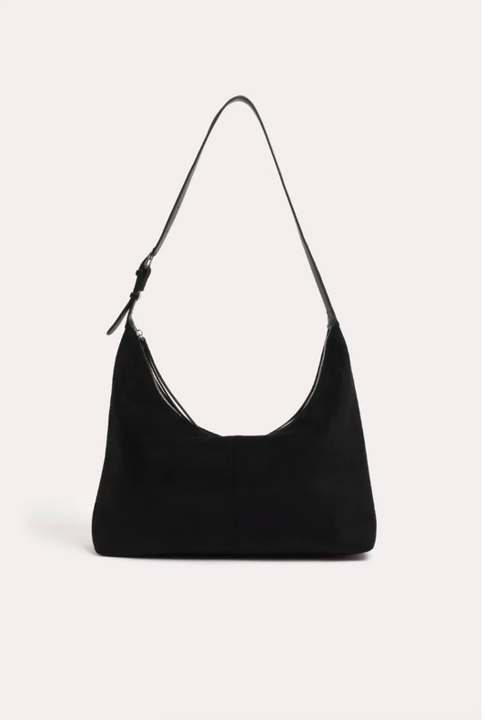 KIMMI FAUX SUEDE SLOUCHY TOTE - BLACK