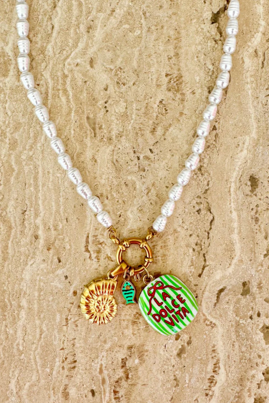 LA DOLCE VITA PEARL CHARM NECKLACE
