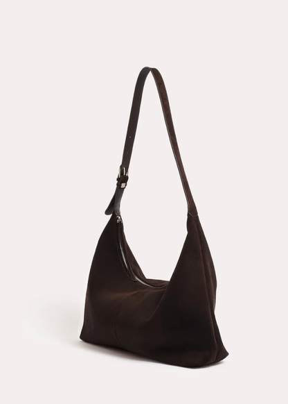 KIMMI FAUX SUEDE SLOUCHY TOTE - CHOCOLATE