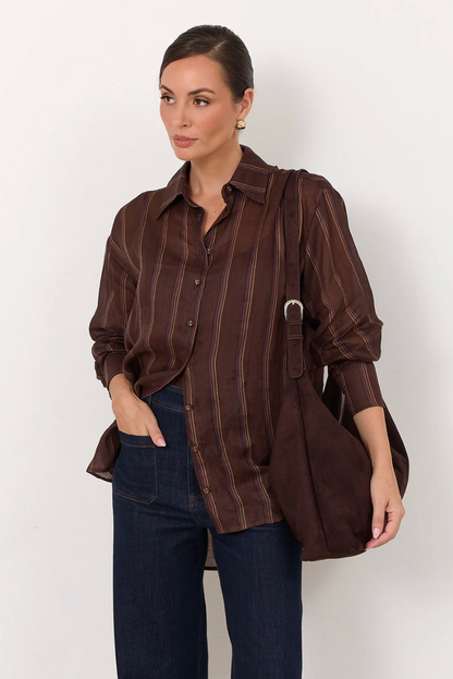 KIMMI FAUX SUEDE SLOUCHY TOTE - CHOCOLATE