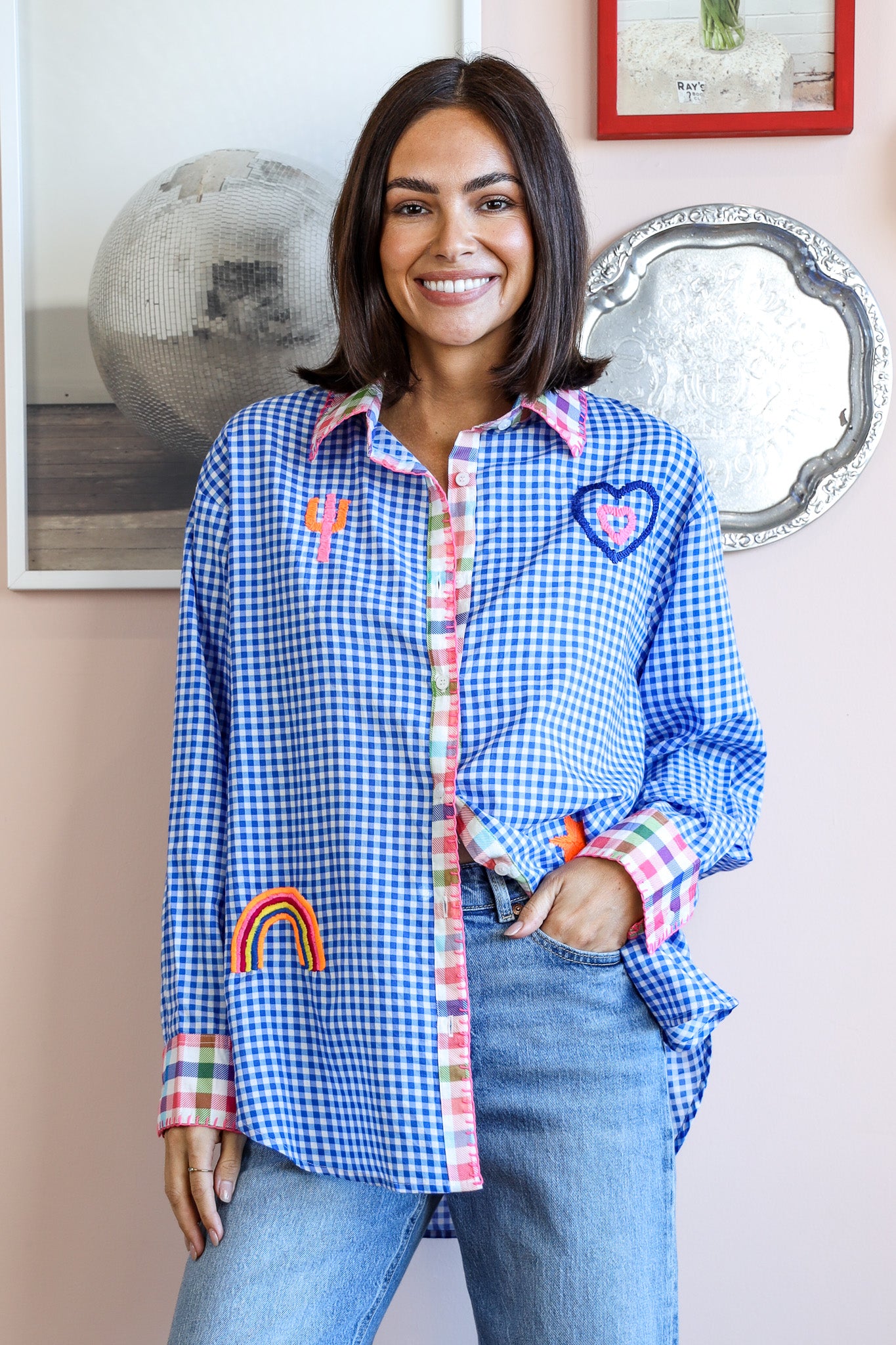 STARSTRUCK SHIRT IN BLUE AND WHITE GINGHAM