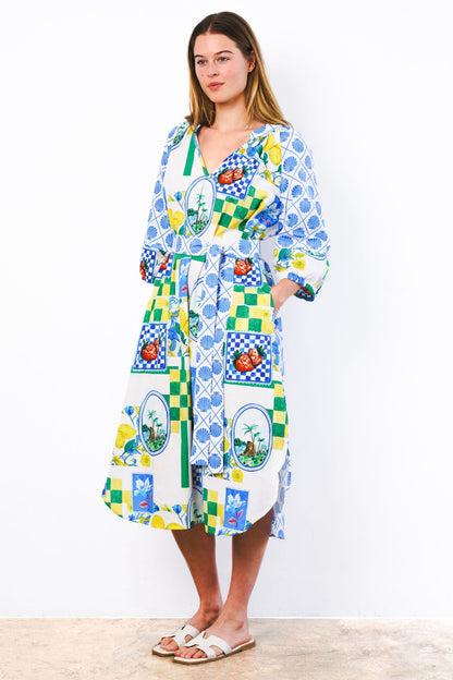 LA DOLCE MIDI DRESS -  LEMON PRINT