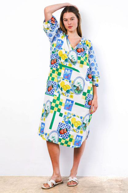LA DOLCE MIDI DRESS -  LEMON PRINT
