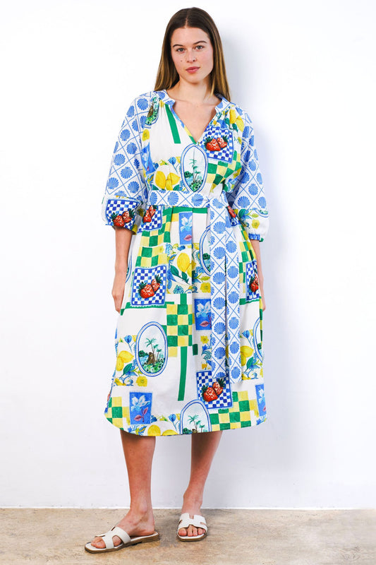 LA DOLCE MIDI DRESS -  LEMON PRINT