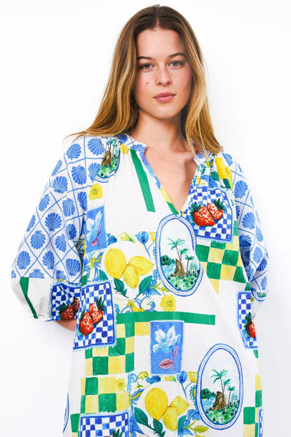 LA DOLCE MIDI DRESS -  LEMON PRINT