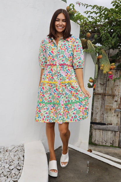 ARABELLA DRESS IN BRIGHT RIC RAC