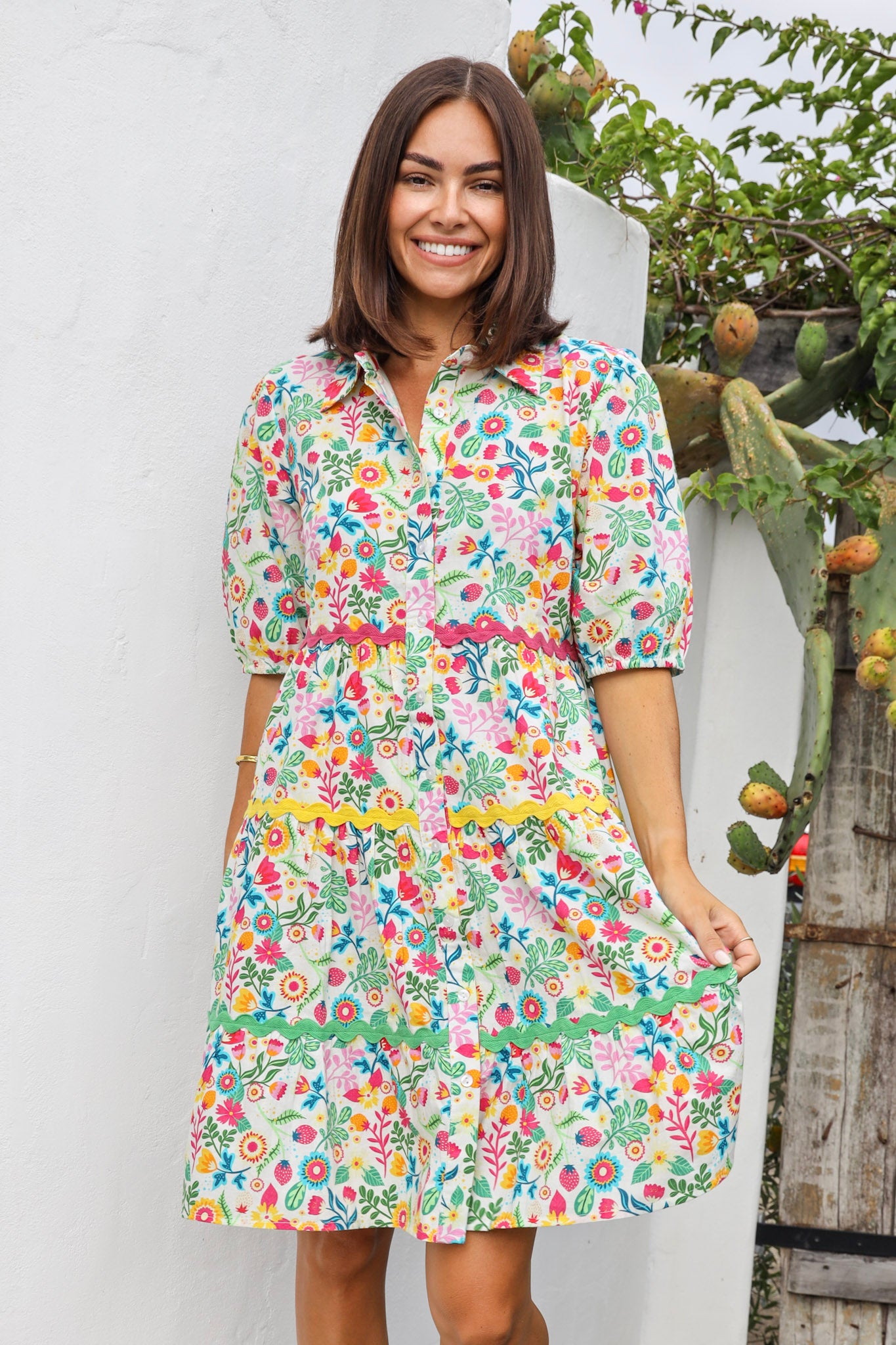 ARABELLA DRESS IN BRIGHT RIC RAC