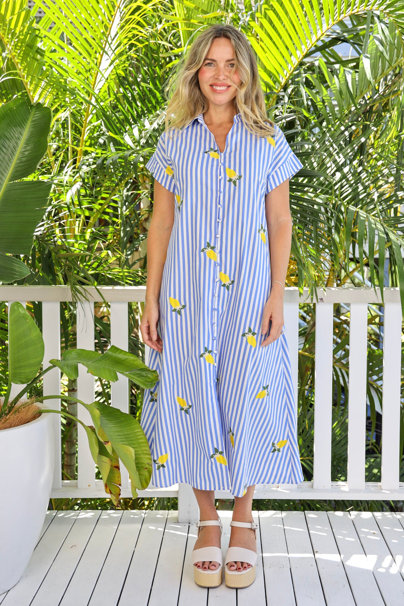 LEMON SPLICE MIDI DRESS - BLUE